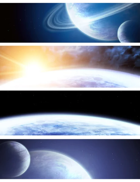 Коллекция Четыре Горизонтальных Космических Баннера — стоковое фото