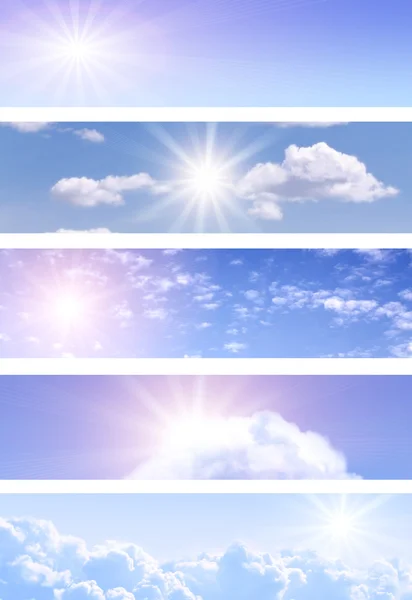 Afiş Koleksiyonu Mavi Gökyüzünde Parlak Güneş — Stok fotoğraf