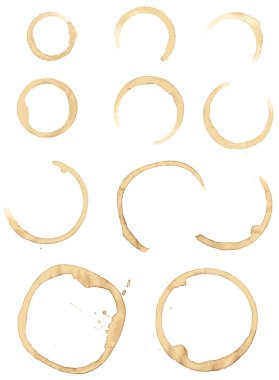 Collection vector stains of coffee for grunge design clipart