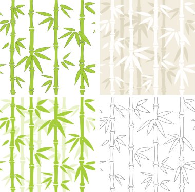 Collection - four seamless vector backgrounds with bamboo clipart