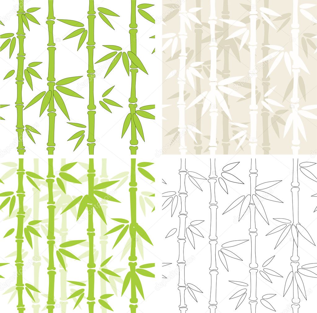 Collection - four seamless vector backgrounds with bamboo