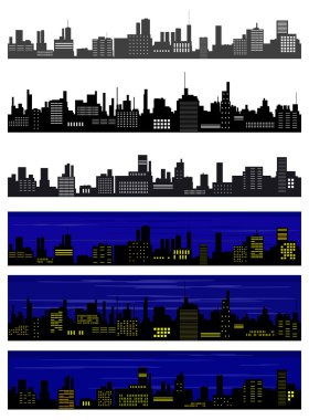 Collection of seamless vector towns clipart