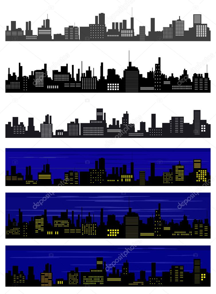 Collection of seamless vector towns
