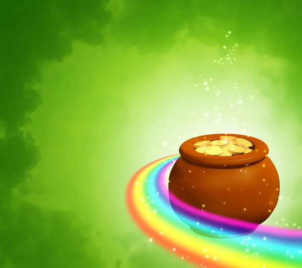 Background with rainbow and pot — Stock Photo, Image