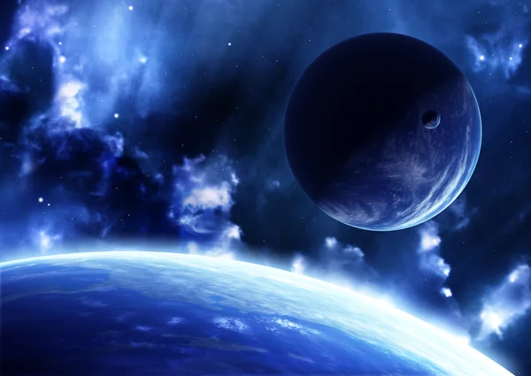 Una Escena Bello Espacio Con Planetas Nebulosa — Stok fotoğraf