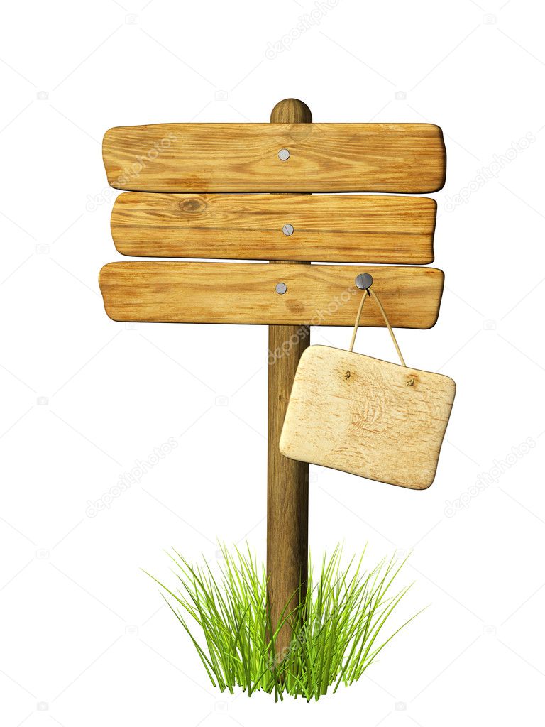 Wooden signboard. Object isolated over white
