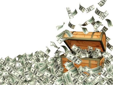 Wooden box with money clipart