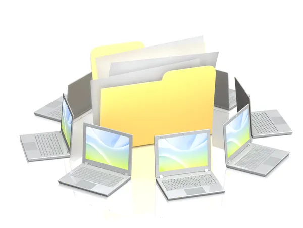 Laptopy i folderu — Zdjęcie stockowe