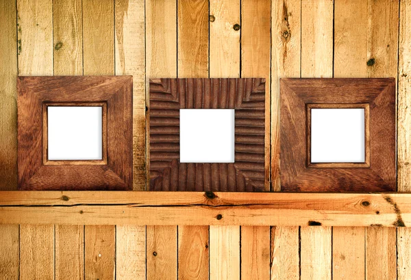 Three Retro Wooden Frames Wall Collage — Stock Photo, Image