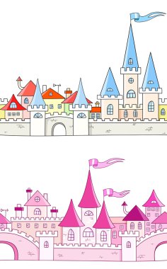 Seamless vector background with fantasy castle vector