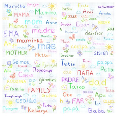 Family - vector seamless background clipart