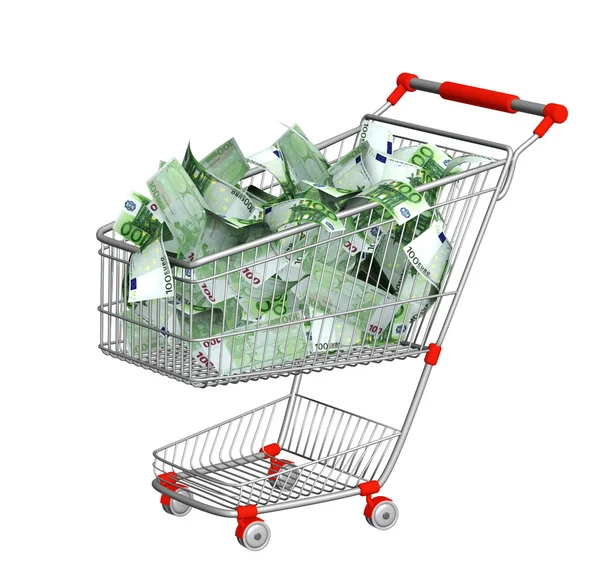 Alışveriş sepeti ve euro — Stok fotoğraf