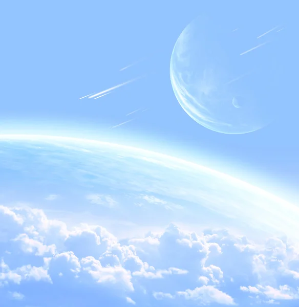 Коллаж Небо Чужой Планете — стоковое фото