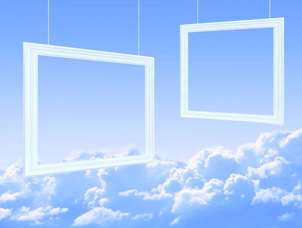 Beyaz Bulutlar Resim Çerçeveleri Mavi Gökyüzünde — Stok fotoğraf