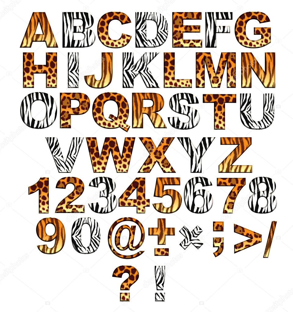 Alphabet in style of a safari