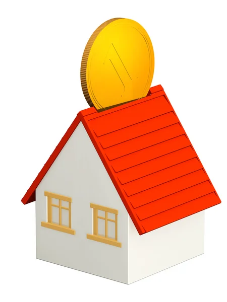 Haus und Goldmünze — Stockfoto