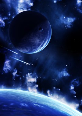 A beautiful space scene clipart