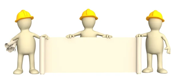 Construtores 3d com rolos de documentos — Fotografia de Stock