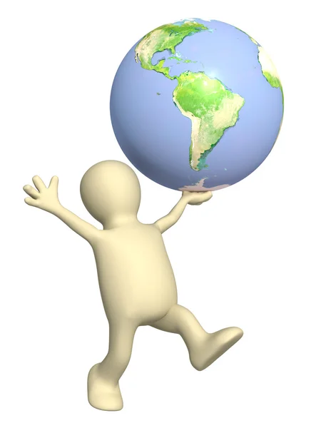 Puppet with Earth — Stock Photo, Image