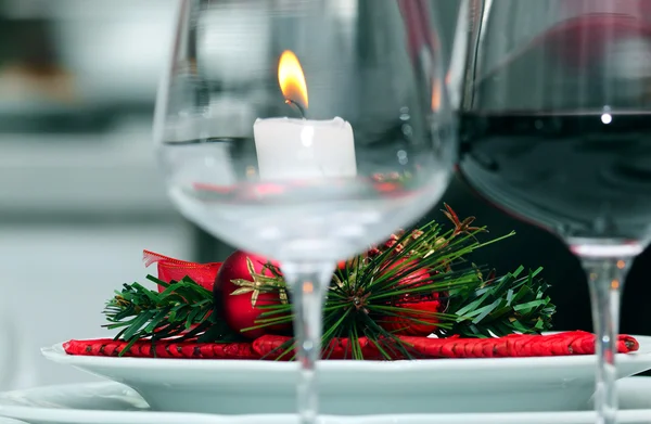 stock image Candle on a table in Christmas