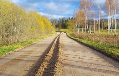 sonbahar ülkede yol planering.