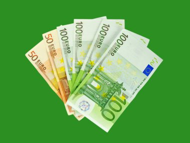 yeşil yüzey izole yüz ve 50 euro.