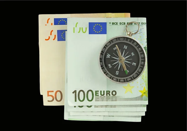 Pusula Euro Para — Stok fotoğraf