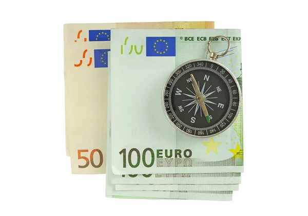 Compass and a money. — Stock Photo, Image