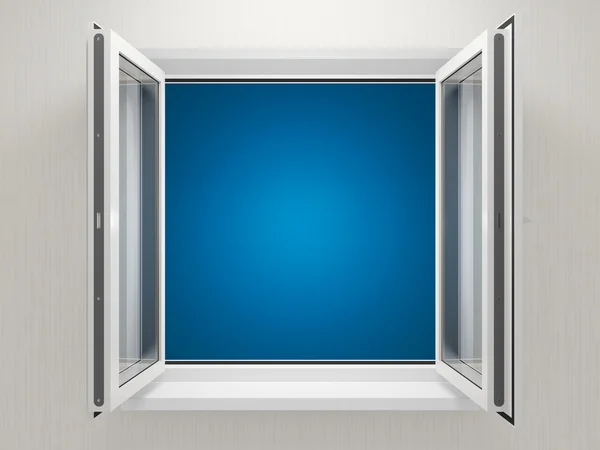 Kunststof venster geopend — Stockfoto