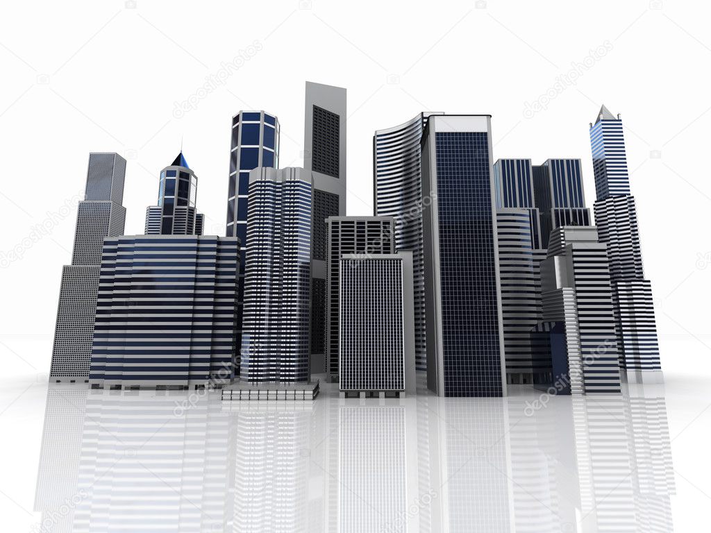 Modern office and skyscrapers