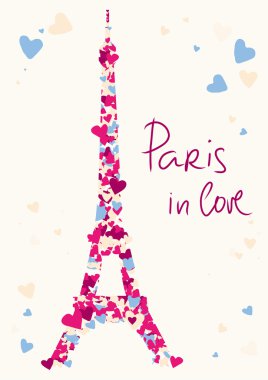 Eiffel Tower tower from hearts clipart