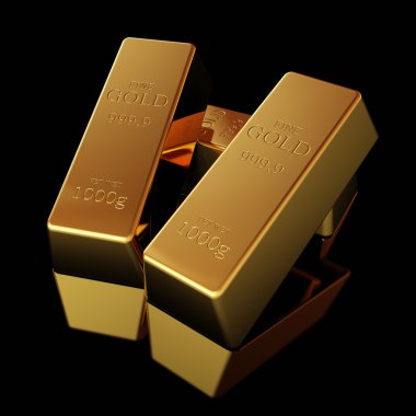 Gold bars on black surface clipart