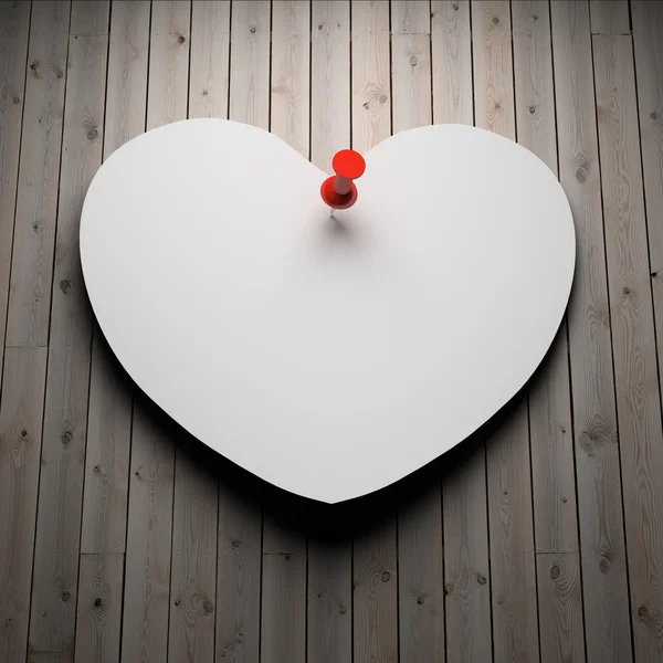 Blank paper heart on wood — Stock Photo, Image