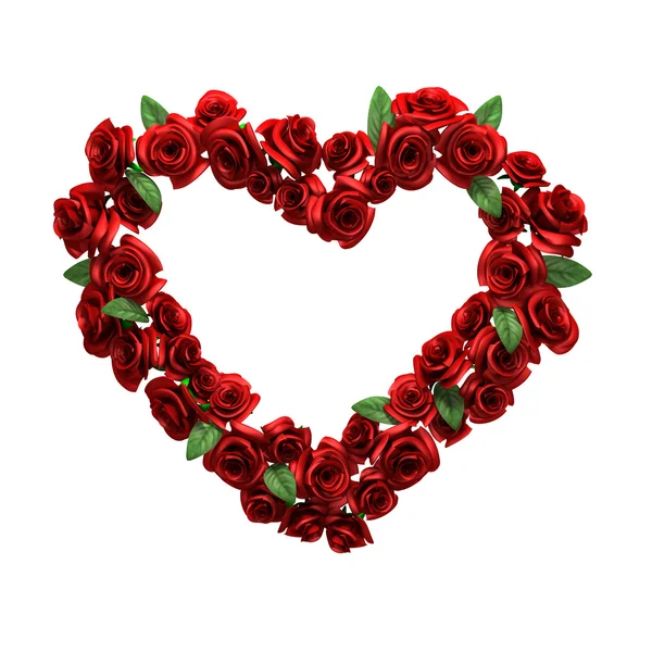 Srdce červené růže rám — Stock fotografie