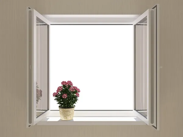 Opened plastic window — Stock Photo, Image