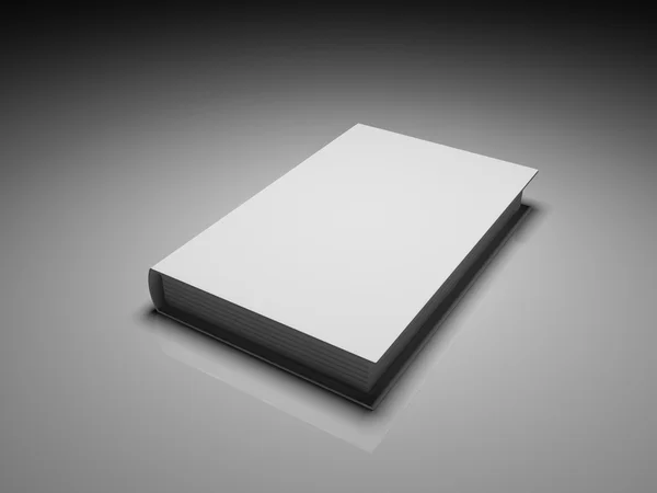 Livro Capa Branca Branco Sobre Fundo Cinza — Fotografia de Stock