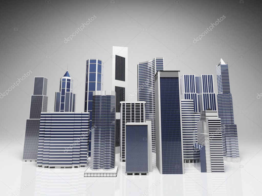 Modern office and skyscrapers composition