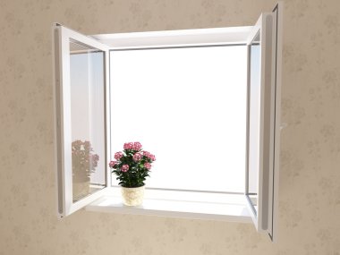 Opened plastic window clipart