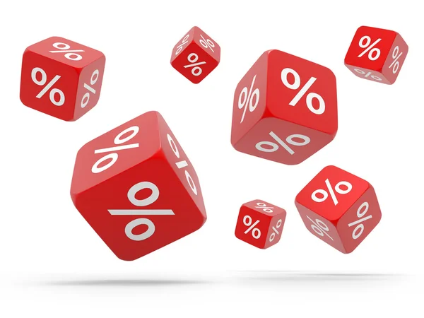 Cubi rossi cadenti con percentuale — Foto Stock