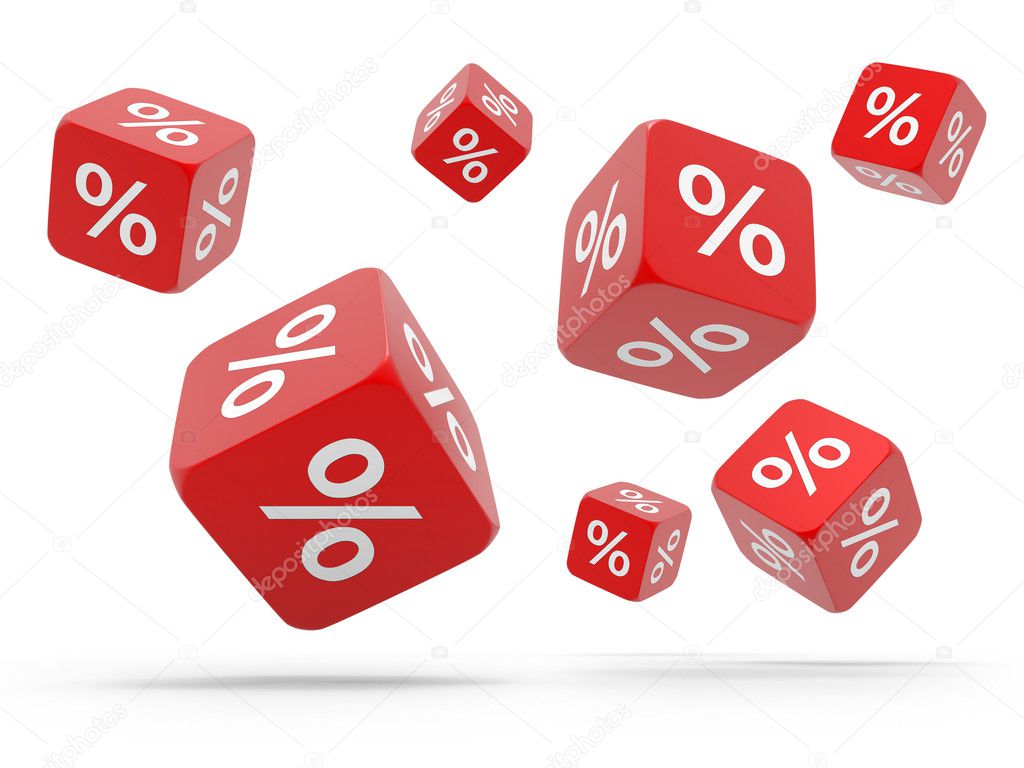 Falling red cubes with percent