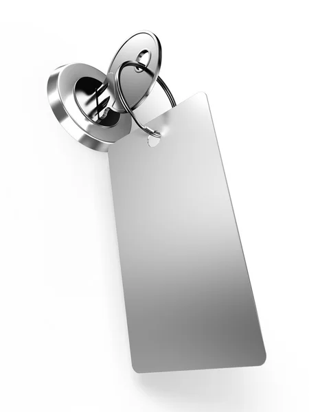 Chave com etiqueta no buraco da fechadura — Fotografia de Stock