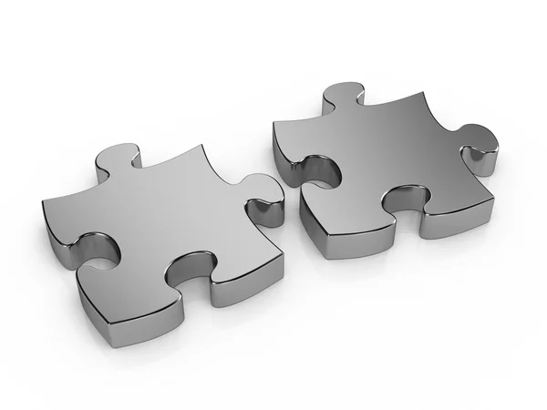 Two pieces metal puzzle — Stock Photo, Image