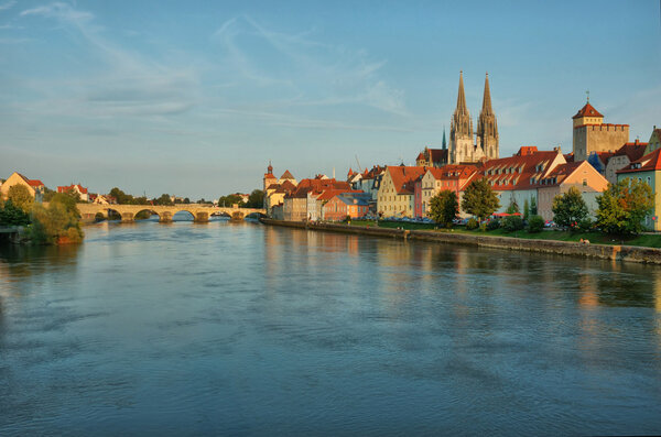Cityscape of old Regensburg, Bavaria, Germany, Unesco heritage, Hdr
