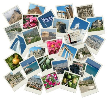 Go Greece - background with travel photos of famous landmarks clipart