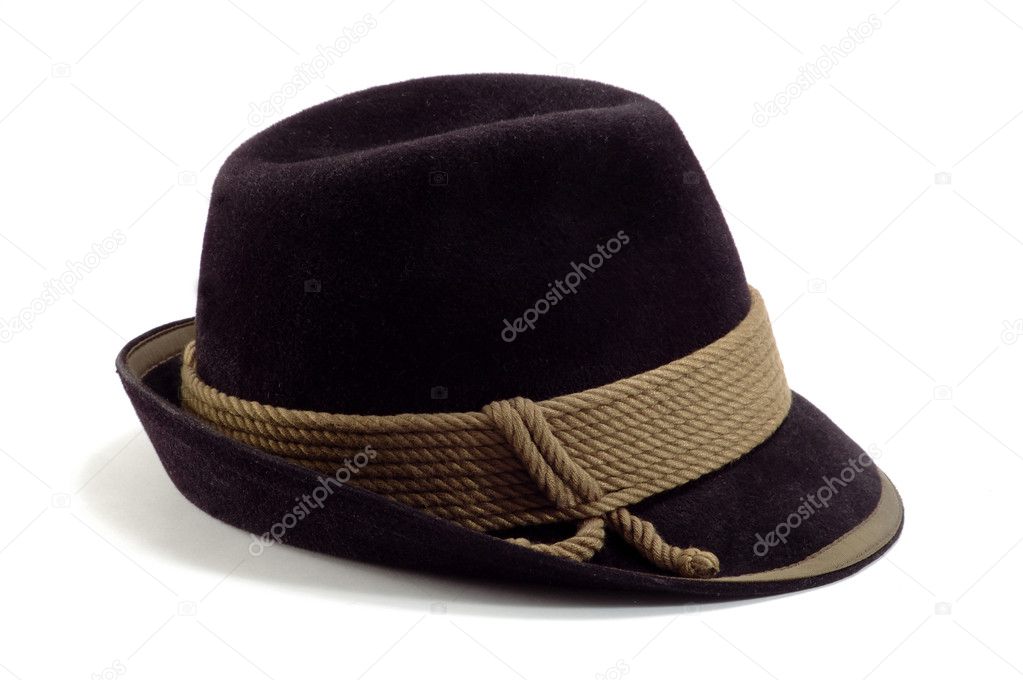 Traditional tyrolean hat on white background