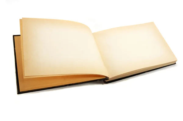 Altes Skizzenbuch auf weißem Hintergrund geöffnet — Stockfoto