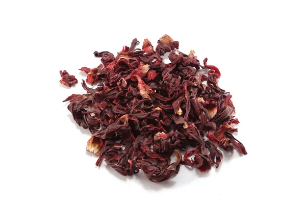 Τσάι ιβίσκου κόκκινο, επίσης γνωστή ως carcade σε άσπρο φόντο — Φωτογραφία Αρχείου