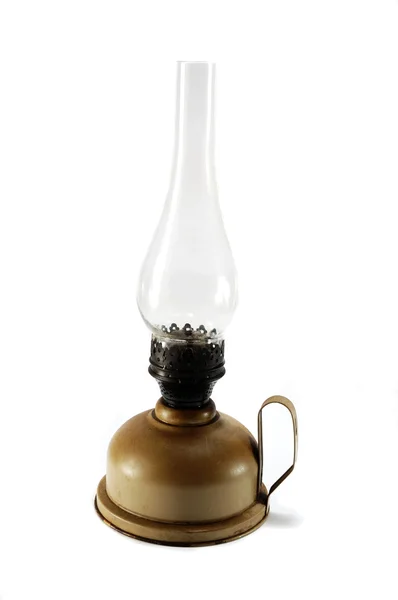 Old dirty kerosene lamp on white background — Stock Photo, Image