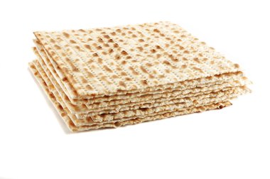 Jewish Passover holiday ritual food - matza on white background clipart