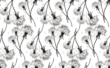 Black dandelions seamless vector texture clipart